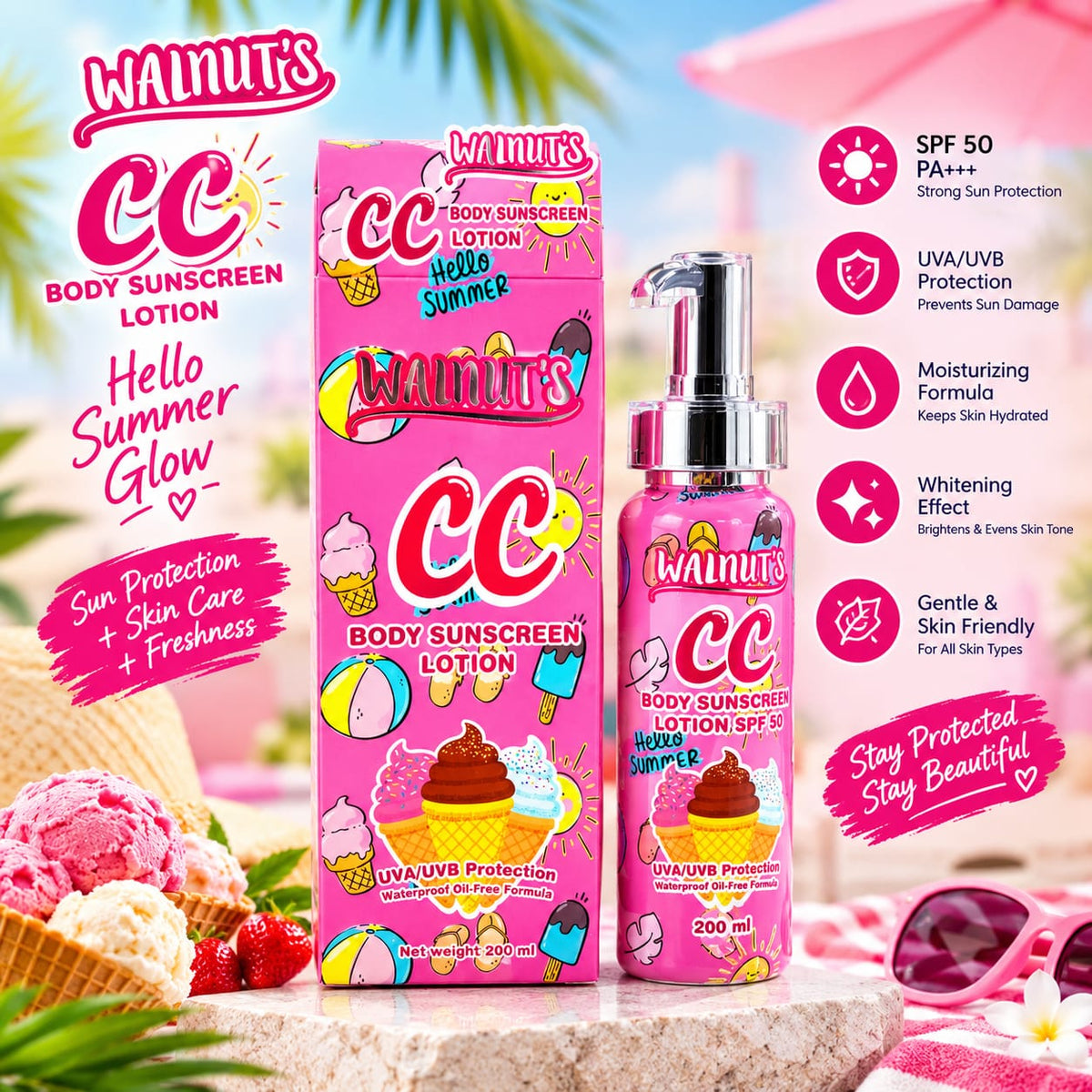 Walnut's CC Body Sunscreen Lotion 200ml