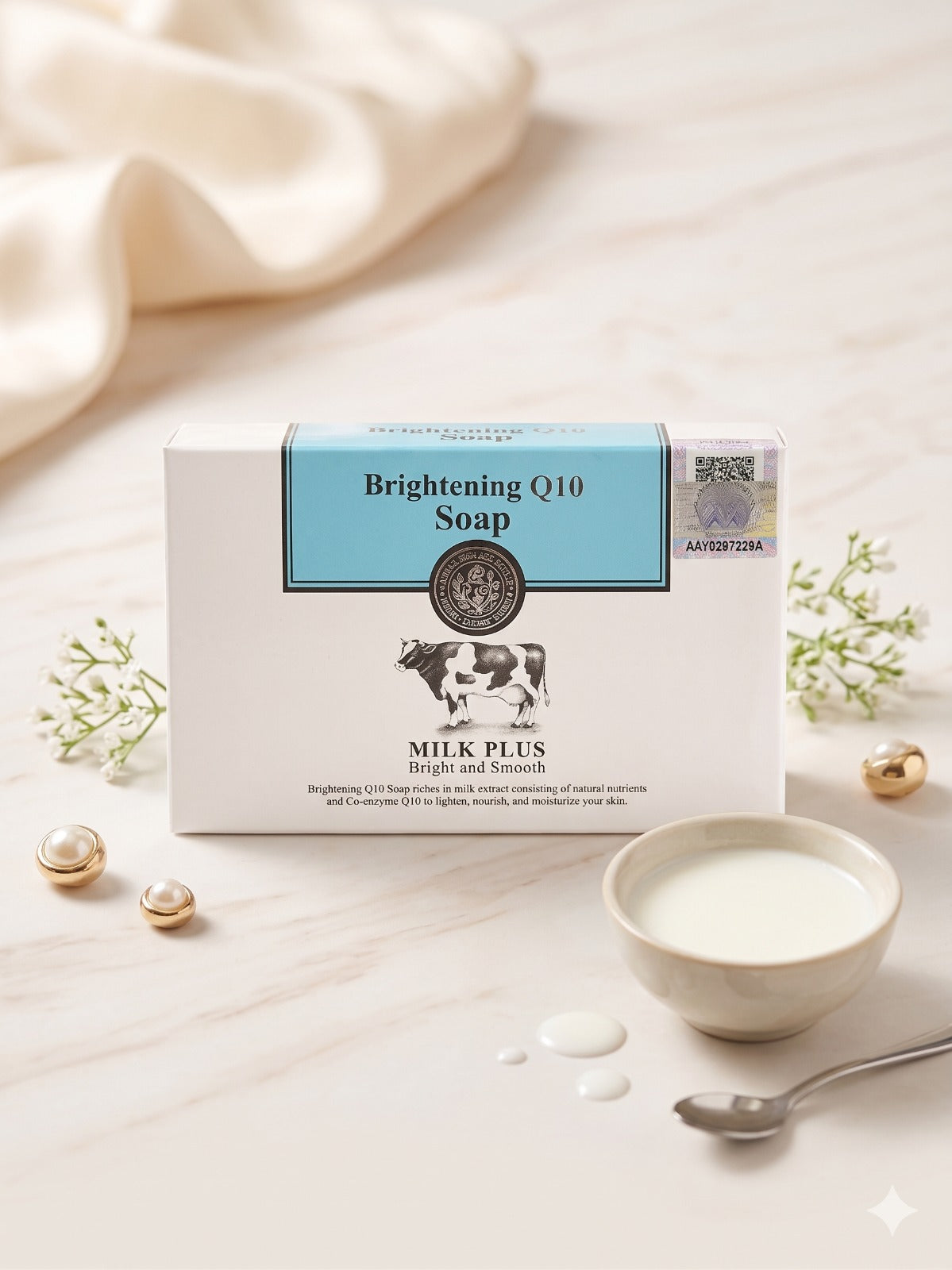 Scentio Milk Plus Brightening Q10 Soap – Facial & Body Cleansing Bar